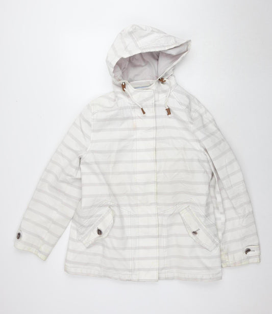 Dash Women's Ivory Striped Hooded Jacket Size 12