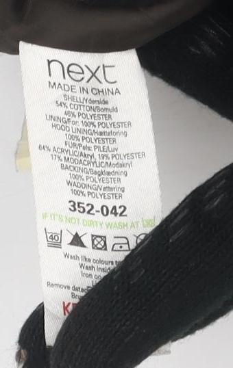 Next Women's Brown Parka Coat Size 14 Fur Hooded Winter Casual