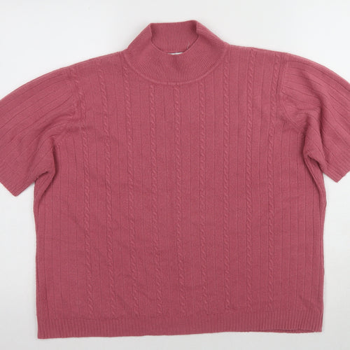 Berkertex Women's Pink High Neck Short Sleeve Blouse