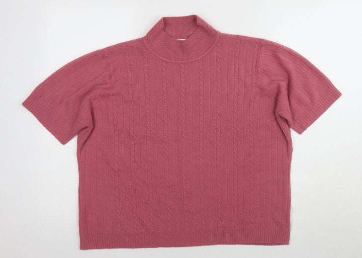 Berkertex Women's Pink High Neck Short Sleeve Blouse