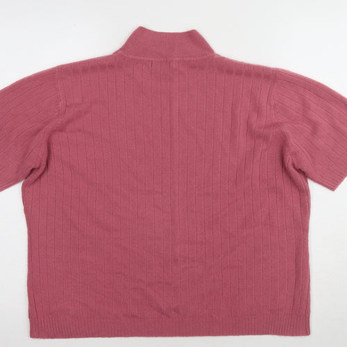 Berkertex Women's Pink High Neck Short Sleeve Blouse