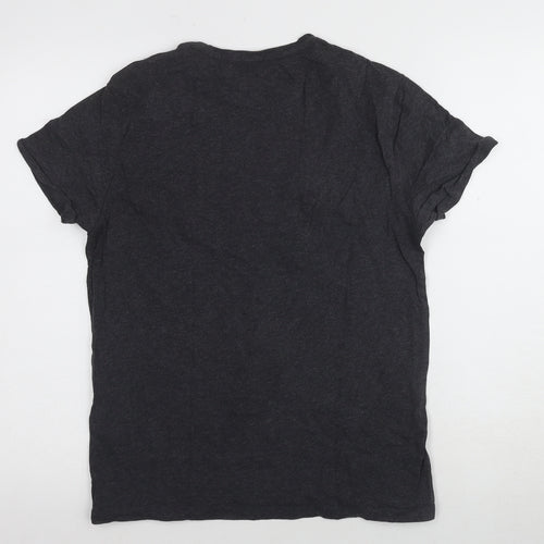 AllSaints Men's Black Crew Neck Solid T-Shirt, Small