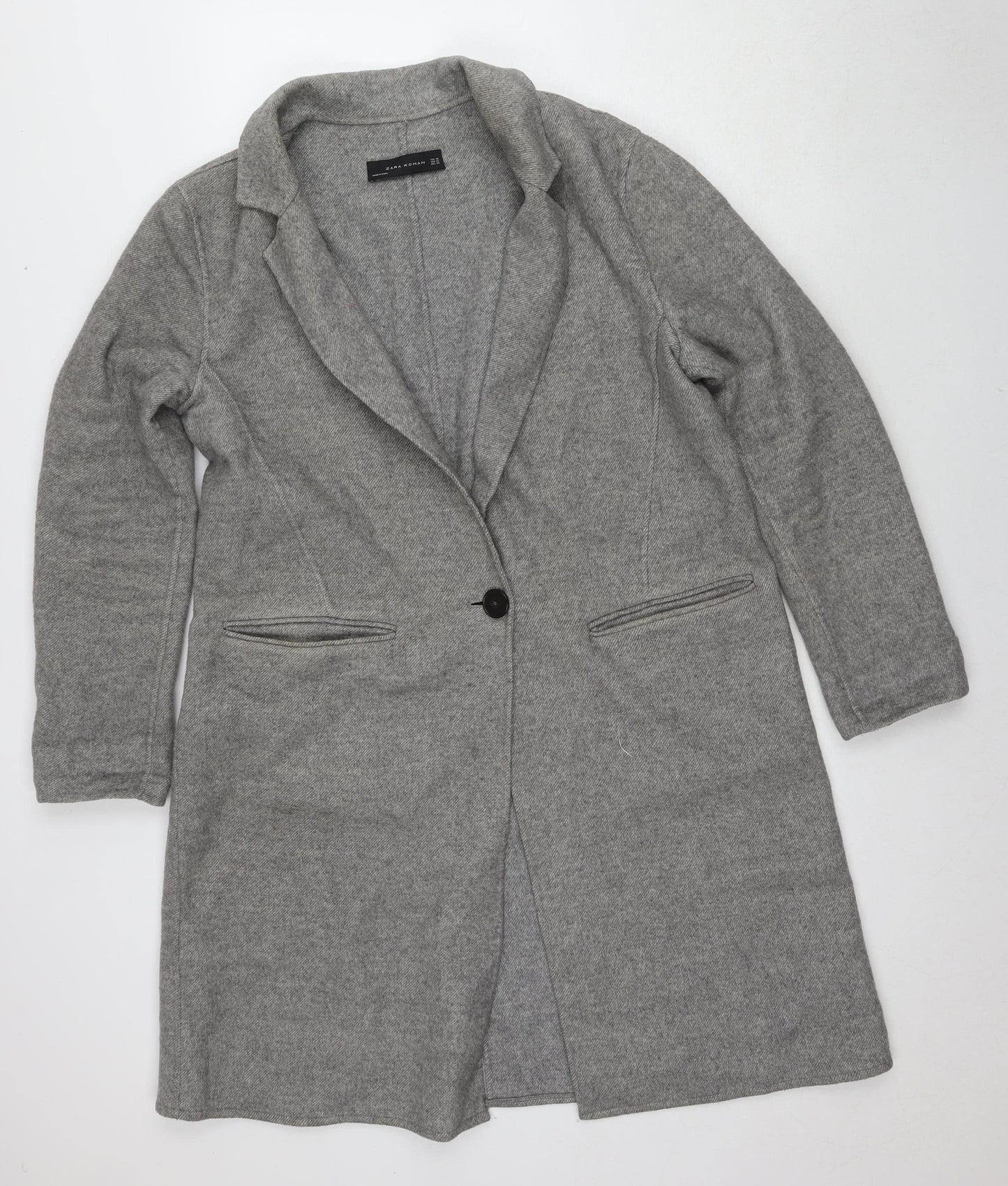 Zara Women's Grey Wool Blend Blazer, Size 16