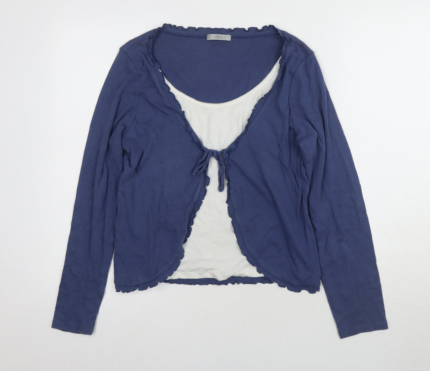 Marks and Spencer Women's Blue Cotton Blouse Size 14