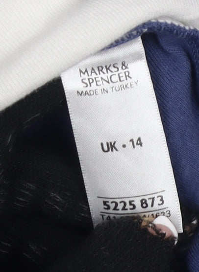 Marks and Spencer Women's Blue Cotton Blouse Size 14