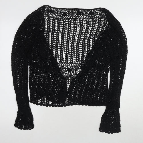 Wallis Women's Black XL V-Neck Open Knit Cardigan