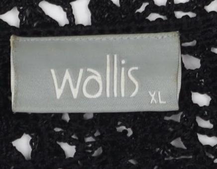 Wallis Women's Black XL V-Neck Open Knit Cardigan