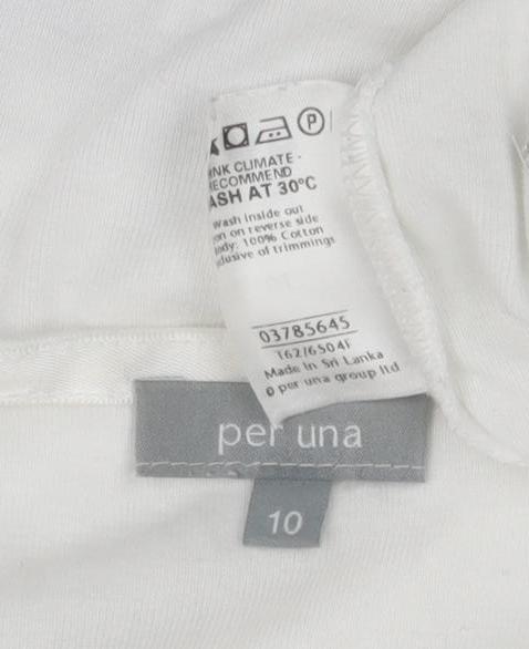 Per Una Women's White Embroidered T-Shirt - Size 10
