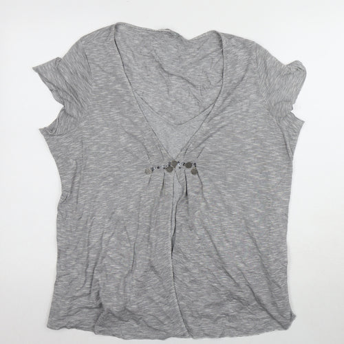 Per Una Women's Grey V-Neck Sequin T-Shirt