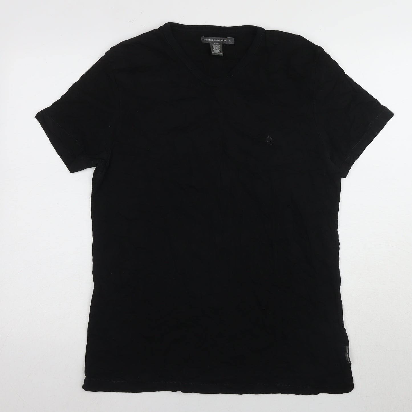 French Connection Men's Black XL V-Neck T-Shirt