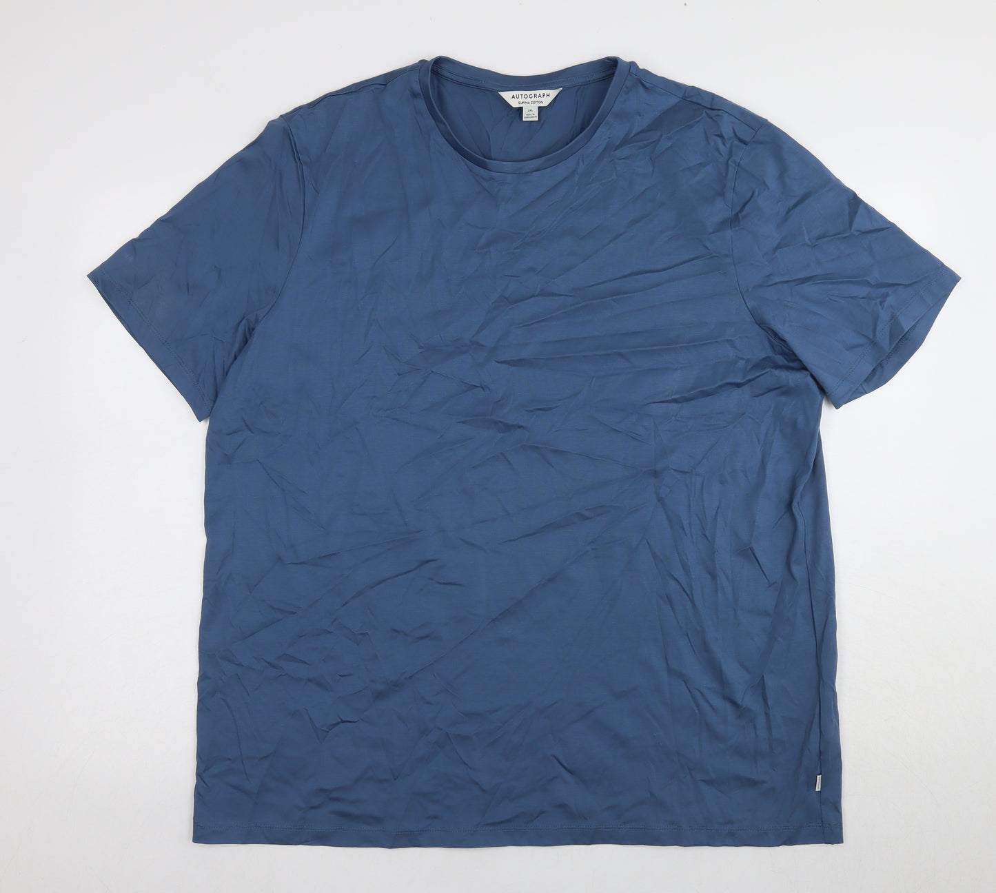 Marks and Spencer Men's Blue 2XL Crew Neck T-Shirt