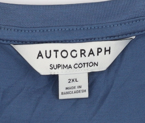 Marks and Spencer Men's Blue 2XL Crew Neck T-Shirt