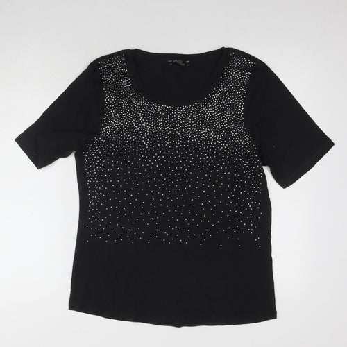 Adagio Black Rhinestone Women's T-Shirt Size 14