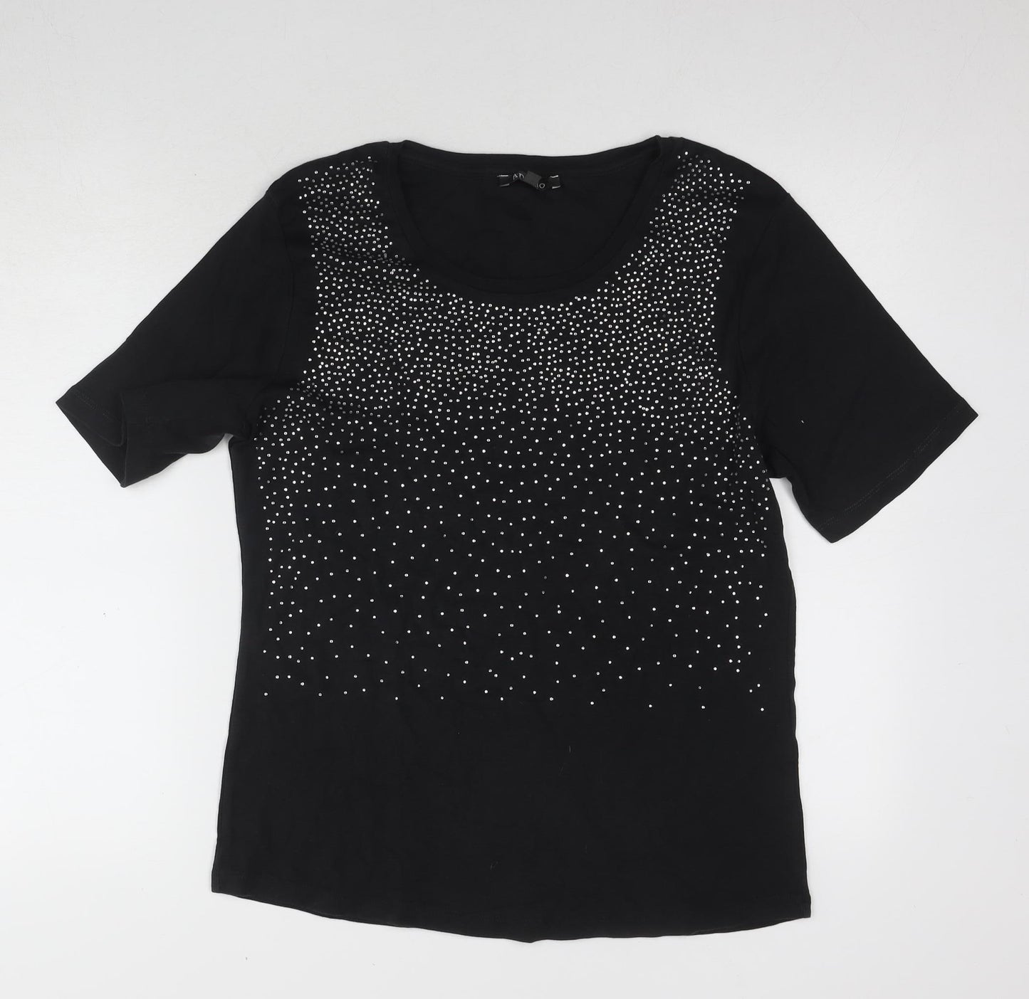 Adagio Black Rhinestone Women's T-Shirt Size 14