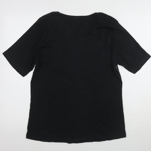 Adagio Black Rhinestone Women's T-Shirt Size 14