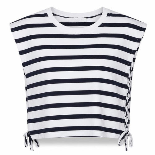 Bershka Unisex White Striped Sleeveless T-Shirt Size 8