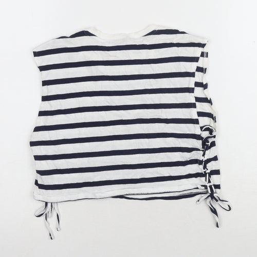Bershka Unisex White Striped Sleeveless T-Shirt Size 8
