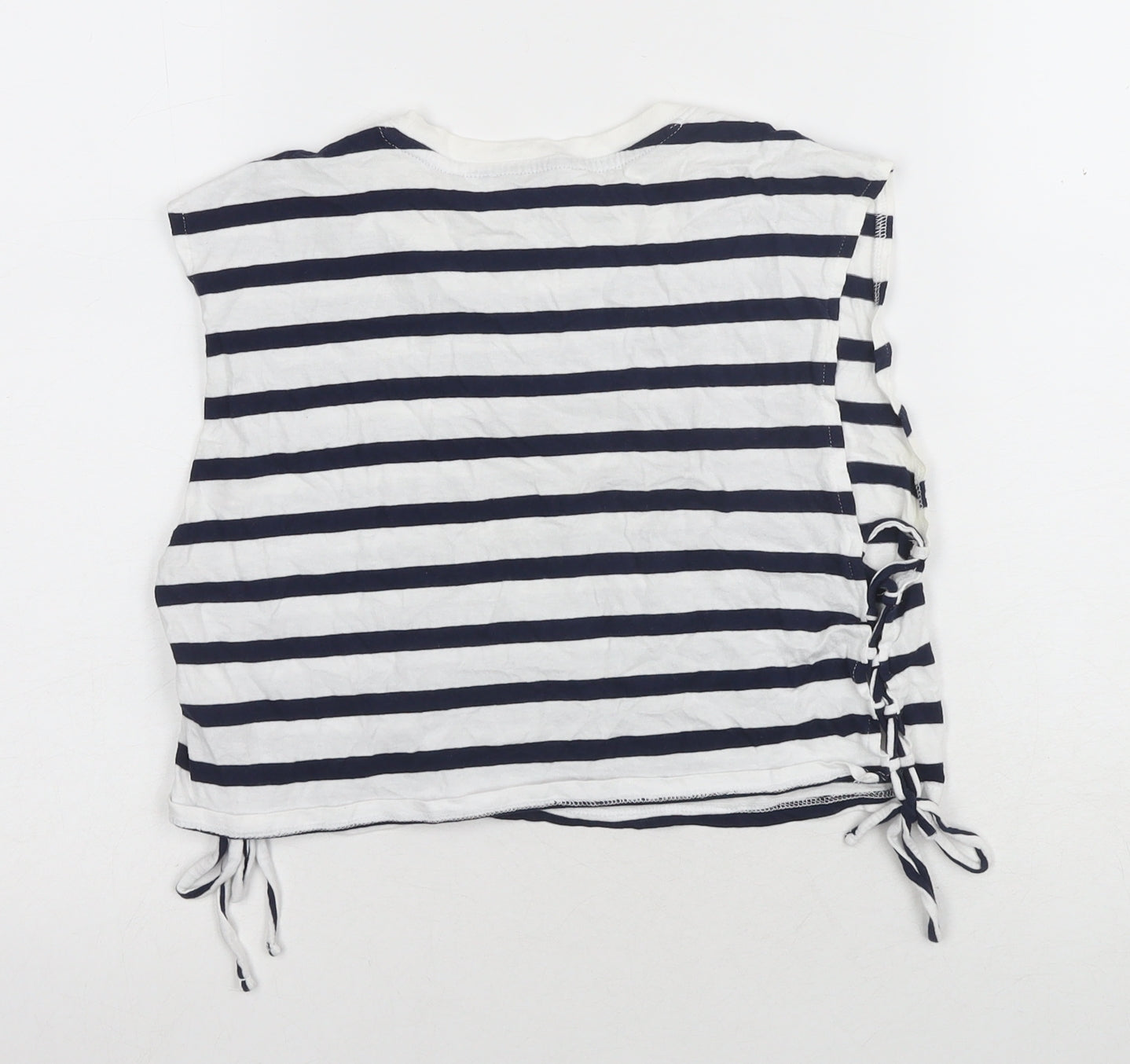 Bershka Unisex White Striped Sleeveless T-Shirt Size 8