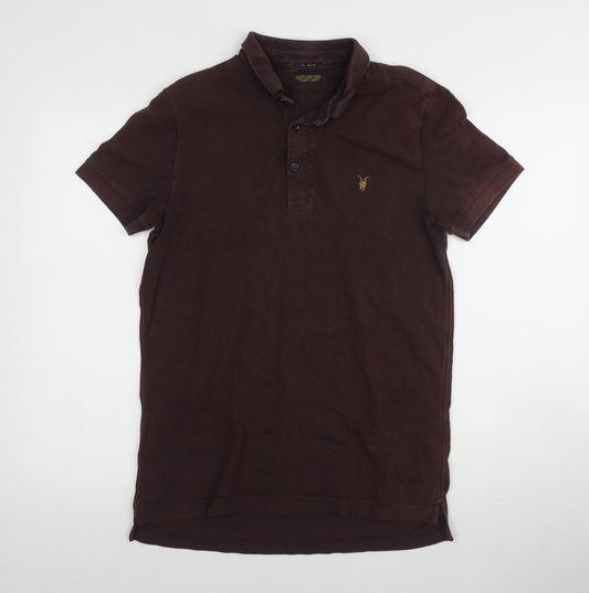 AllSaints Men's Brown Cotton Polo M