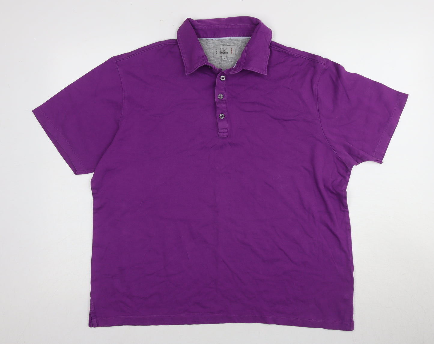 Marks and Spencer Men's Purple L Polo Shirt, Short Sleeve