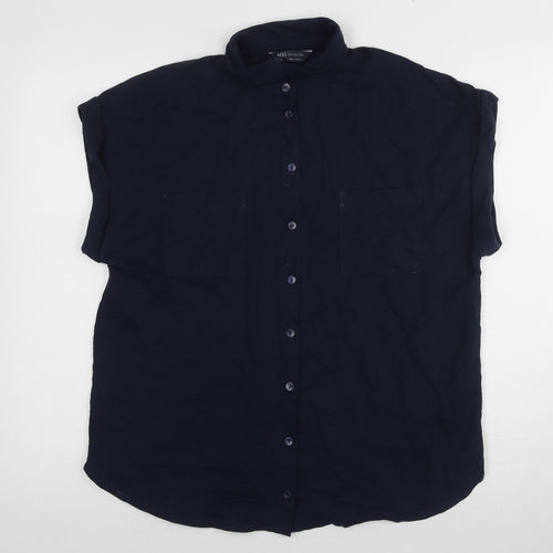 Marks and Spencer Women’s Blue Sleeveless Button-Up Top