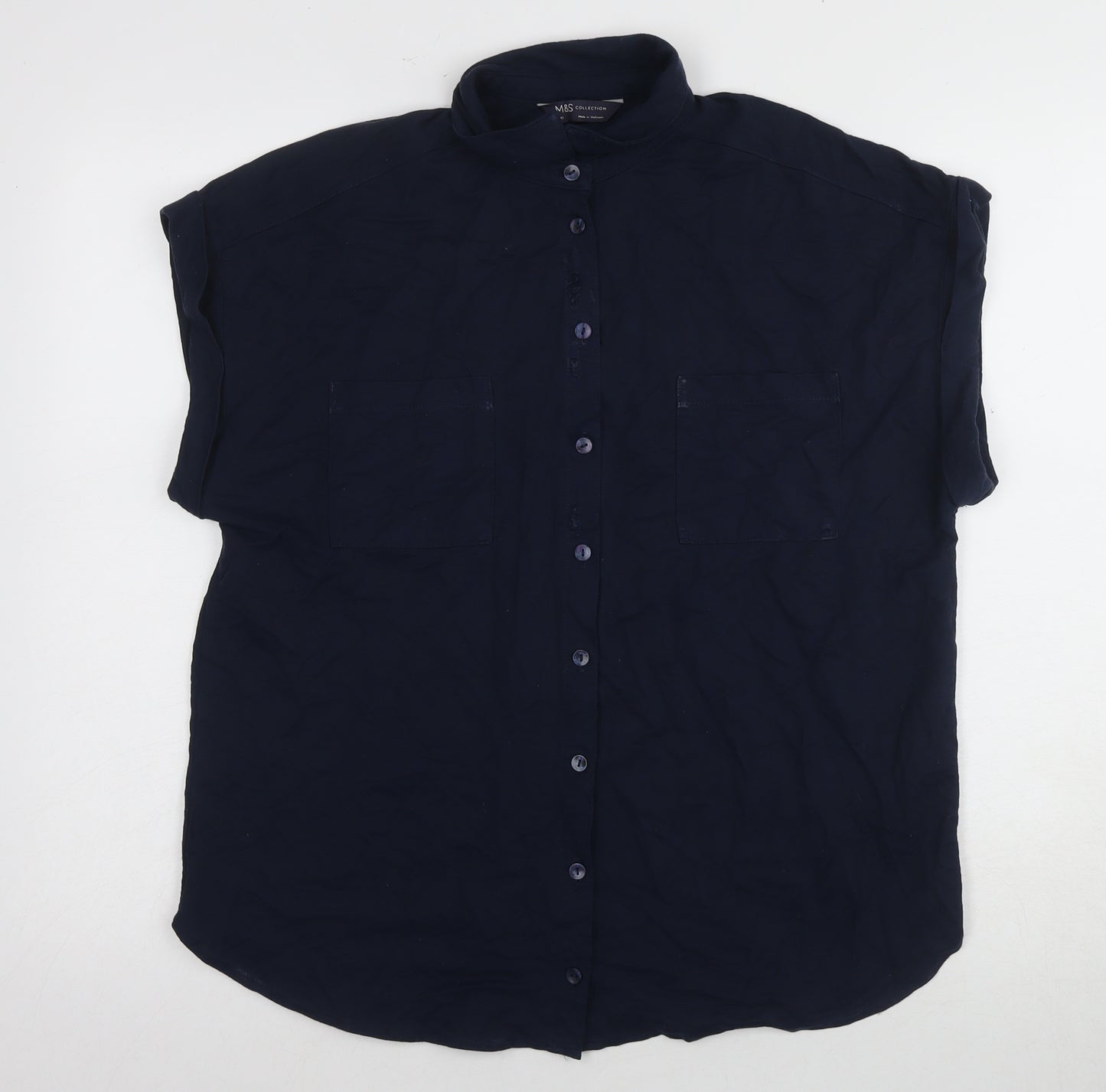 Marks and Spencer Women’s Blue Sleeveless Button-Up Top