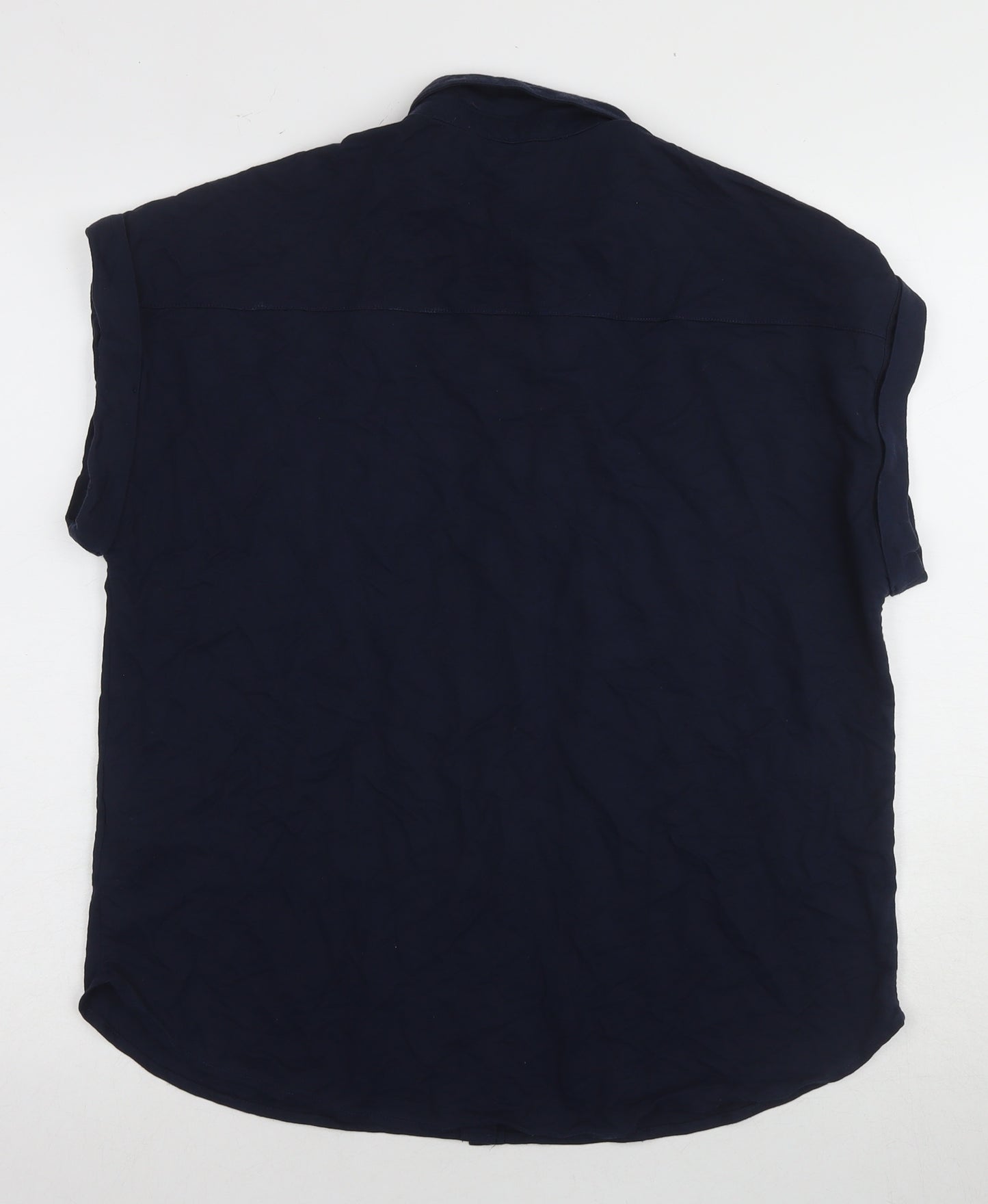 Marks and Spencer Women’s Blue Sleeveless Button-Up Top