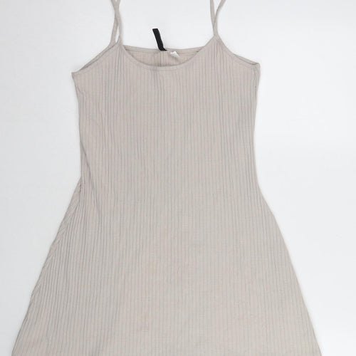 H&M Women's Beige Slip Dress Size M/Scoop Neck