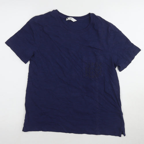 Marks and Spencer Women's Blue Cotton T-Shirt S