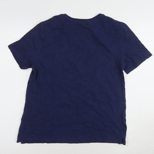 Marks and Spencer Women's Blue Cotton T-Shirt S