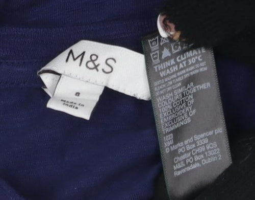 Marks and Spencer Women's Blue Cotton T-Shirt S