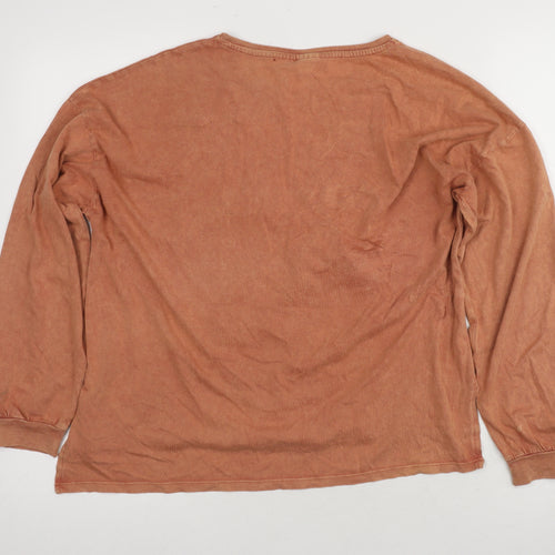 Zara Girls Orange Long Sleeve Bear Graphic T-Shirt 13-14 Years