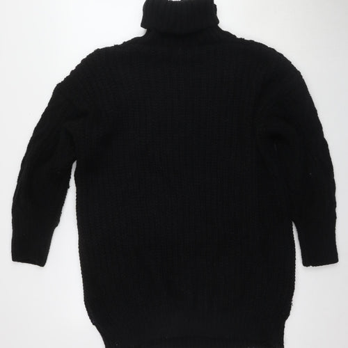 QED London Women's Black Roll Neck Cable-Knit Jumper Sz 12