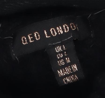 QED London Women's Black Roll Neck Cable-Knit Jumper Sz 12