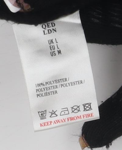 QED London Women's Black Roll Neck Cable-Knit Jumper Sz 12