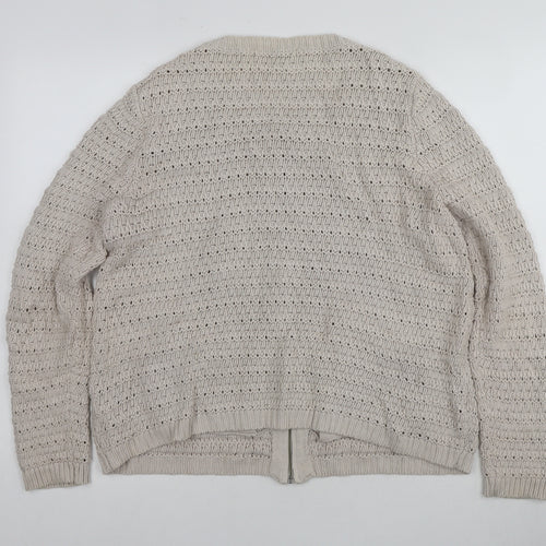 Marks & Spencer Women's Beige Full Zip Cotton Jumper Size 16