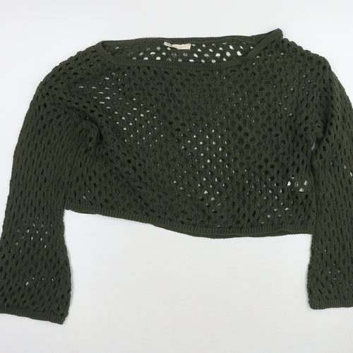 STR Green Knit Pullover Jumper Women Boat Neck Size L