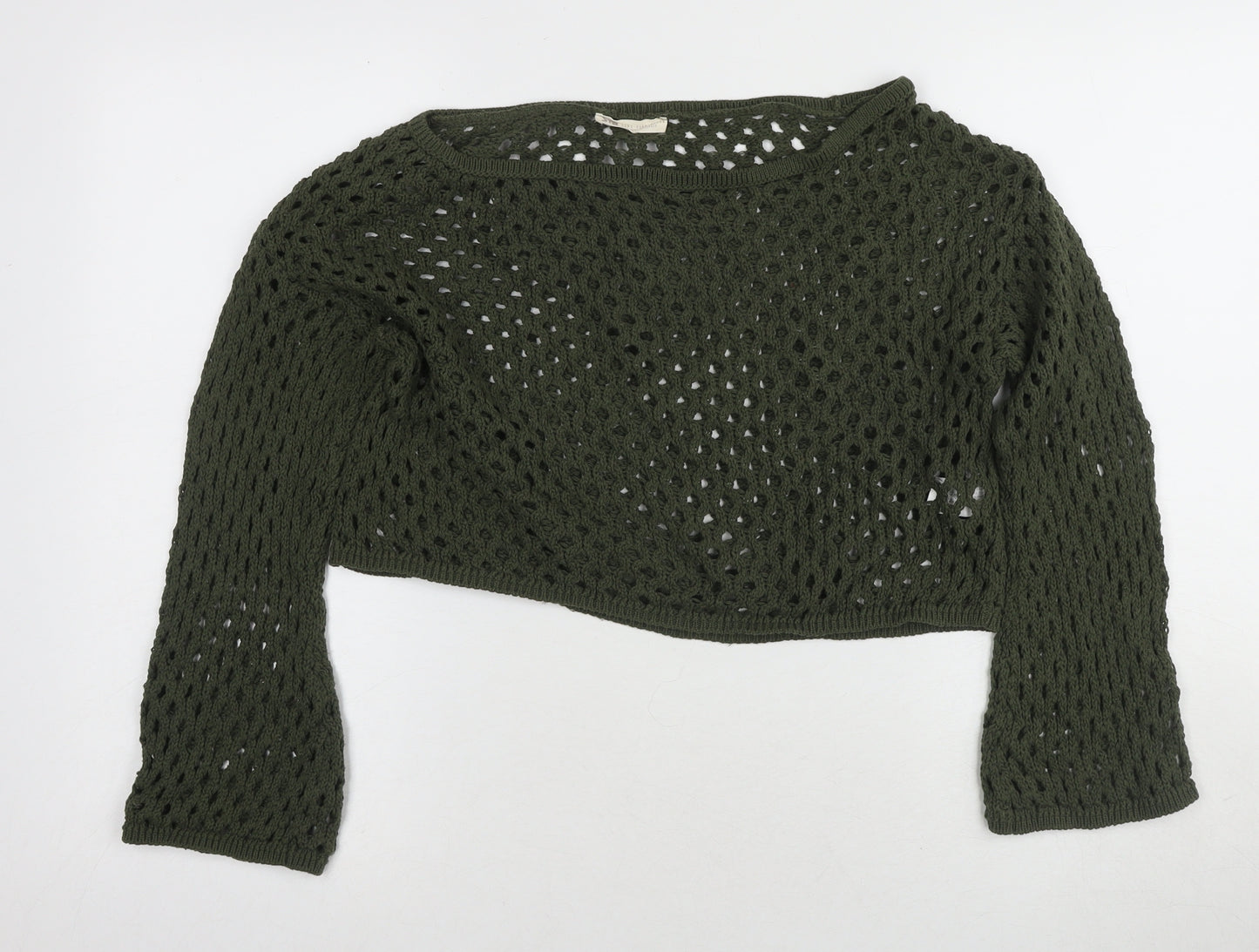 STR Green Knit Pullover Jumper Women Boat Neck Size L