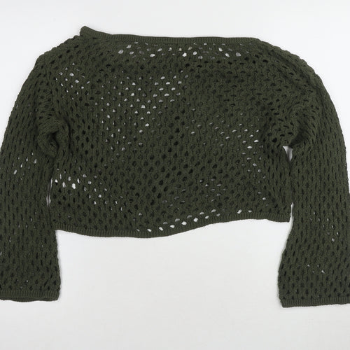 STR Green Knit Pullover Jumper Women Boat Neck Size L