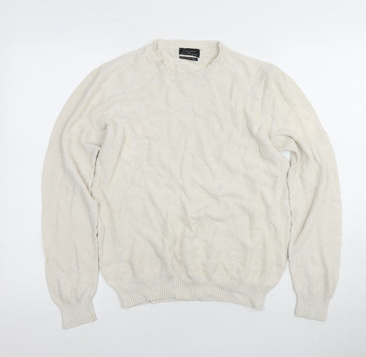 ZARA Man Ivory Crew Neck Pullover, Men's, Size M