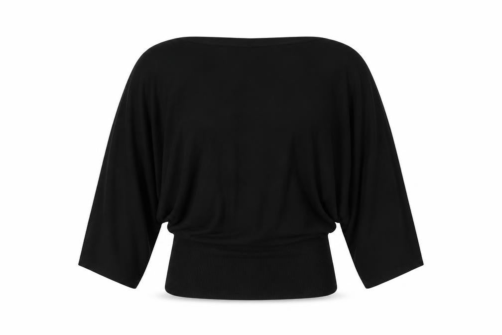 Front view of Millenium Black Women's Blouse 3/4 Sleeve One Size