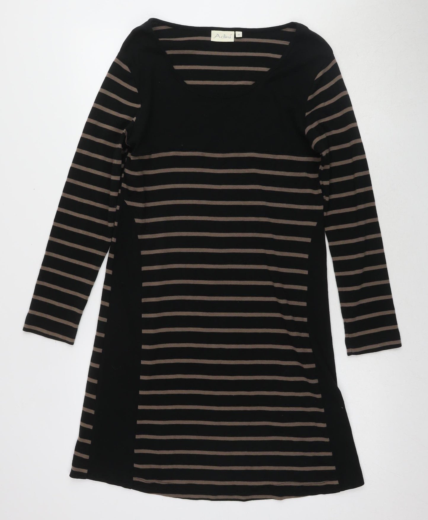 Adini Women's Black Striped Shift Dress M Casual