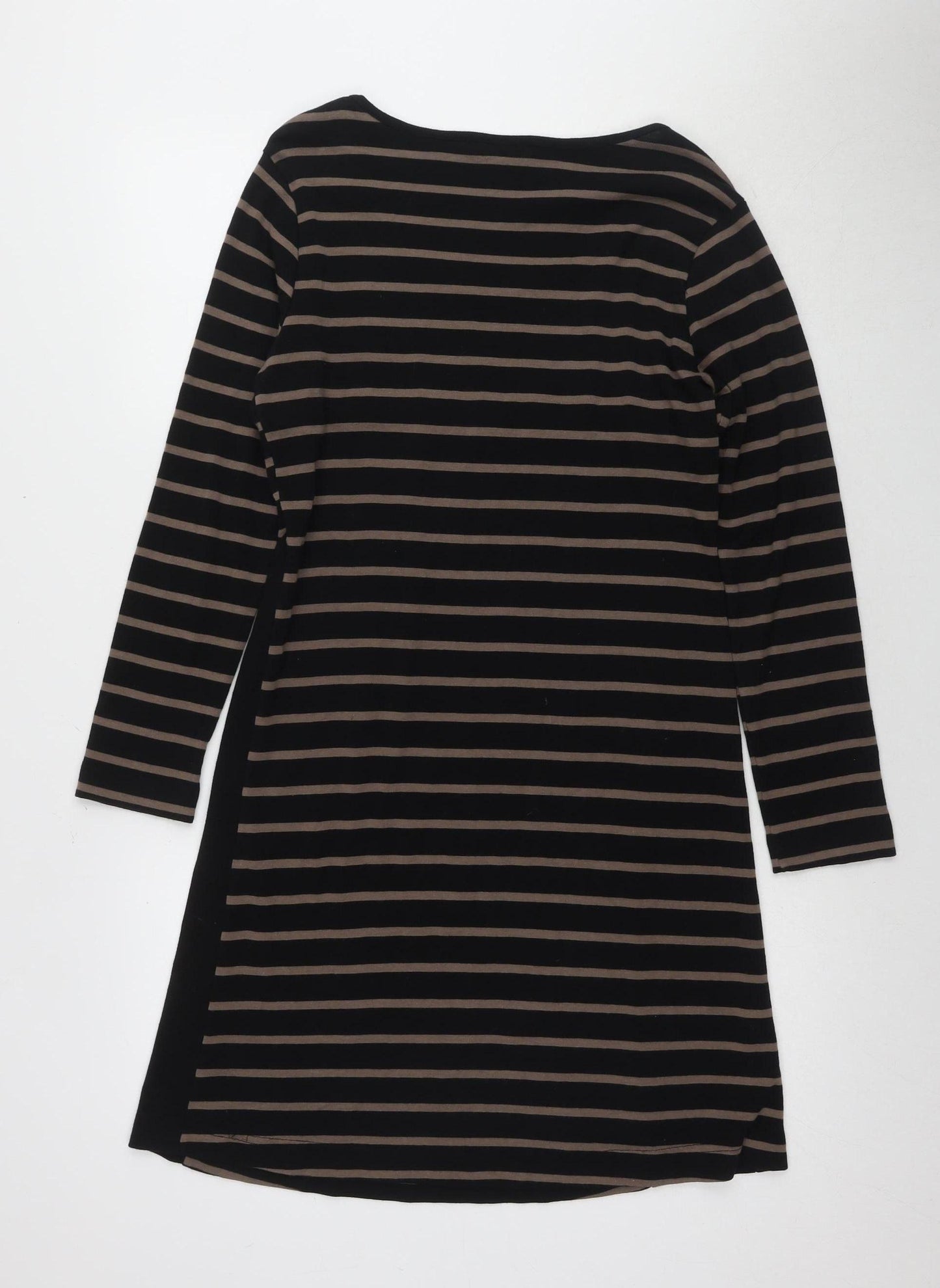 Adini Women's Black Striped Shift Dress M Casual