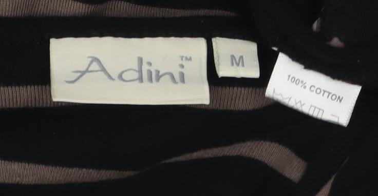 Adini Women's Black Striped Shift Dress M Casual