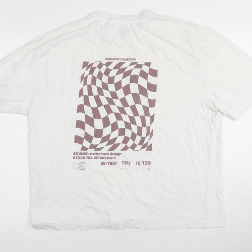River Island Men's White Graphic T-Shirt L Short Sleeve