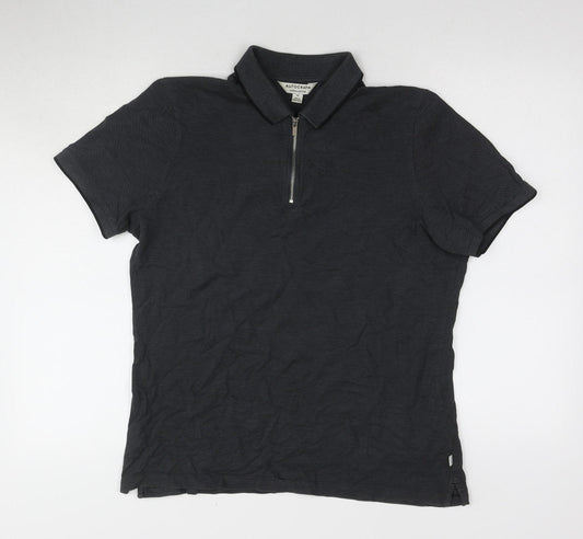 Autograph Men's Black Polo Shirt M 1/4 Zip Solid Casual