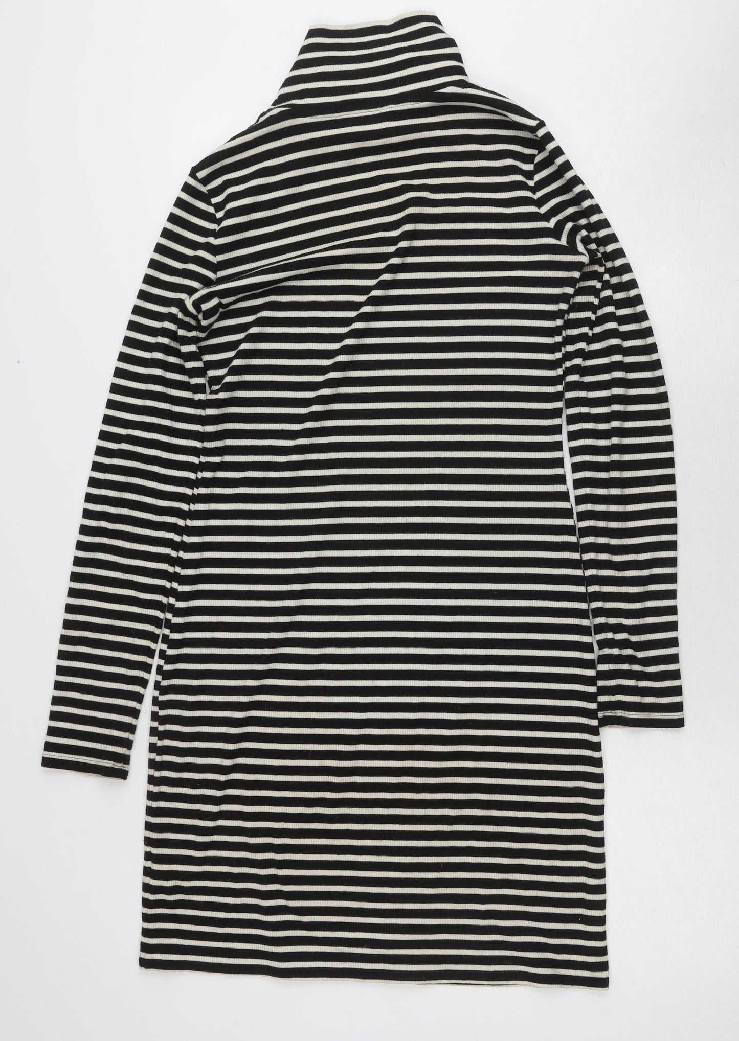 Next Women's Black Stripe Sheath Dress Size 8