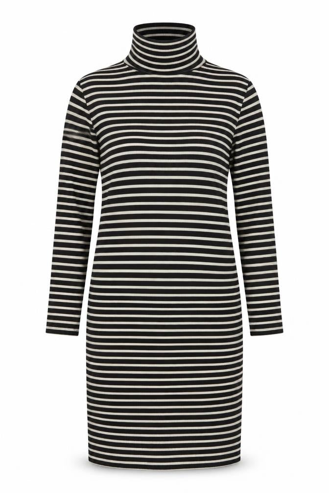 Front view of Next Women's Black Stripe Sheath Dress, size 8