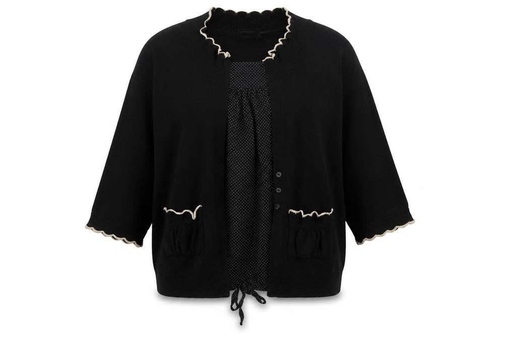 Front view of Per Una Women's Black Kimono Style Top, size 14