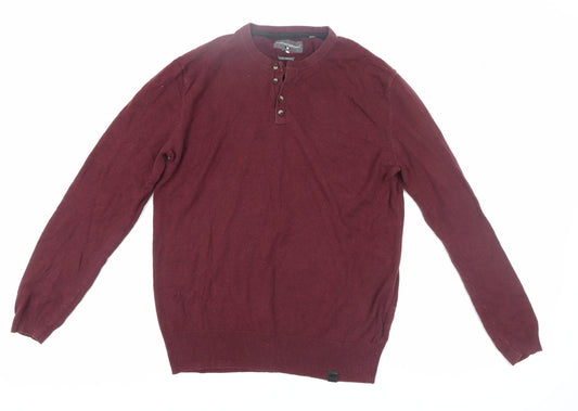 Superdry Men's Red Henley Jumper - Size L